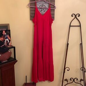 Gibson Latimer silky red maxi dress.